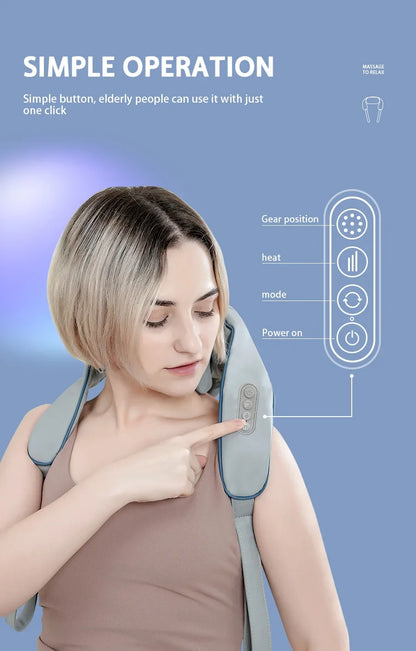 New Portable Mini Relaxer Dredge Kneading Smart Electric Wrap Heated Trapezius Muscle Neck Multifunctional Shiatsu Massage Shawl