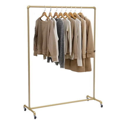 ‎Floor Standing Galvanized Pipe Clothing Rack With Wheels  120*40*160cm Coat Rack For Family Clothes Display