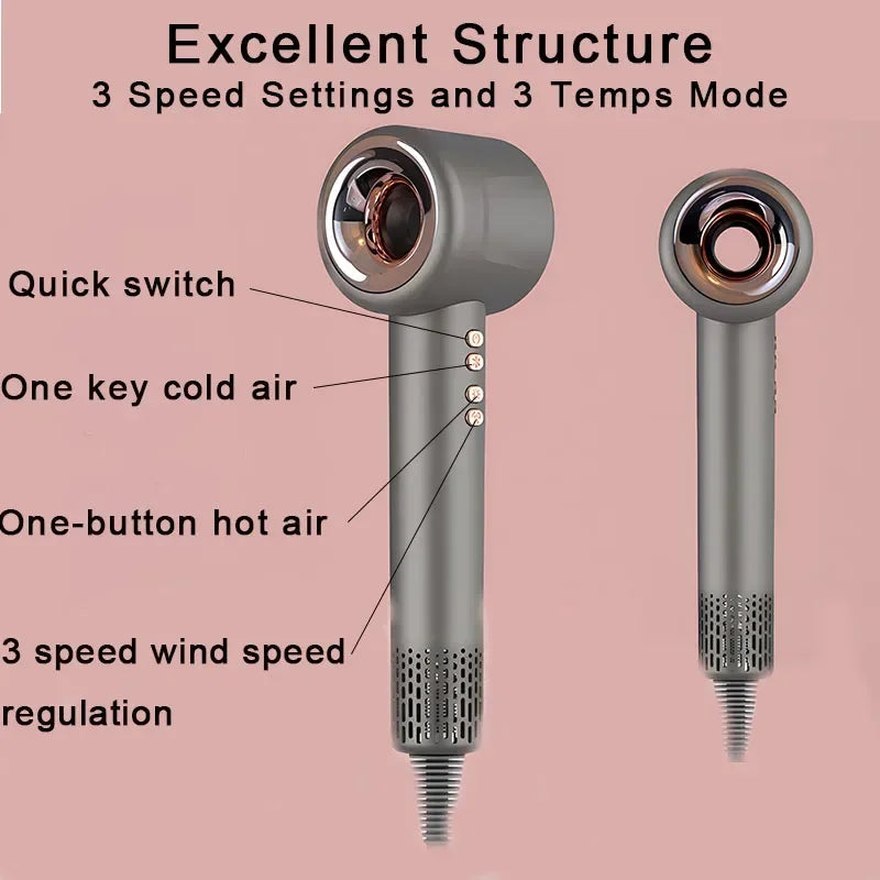 1600W High Power Hair Dryer,Blade-less,Styling Tool with Negative Ions. Silent Blower Constant Temperature Hair Care