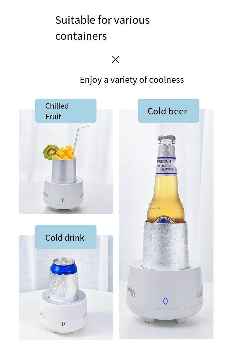 USB Mini Refrigerator Beverage Fast Cooler Cup Beer Bottle Can Water Soda Drinks Cooling Mug Ice Car Home Refrigeration Cup