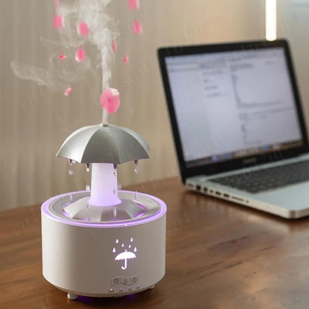 Rotating Umbrella Humidifier Oil Diffuser with 7 LED Night Light Humidifier Essential Oil Diffuser Remote Aromatherapy Diffuser