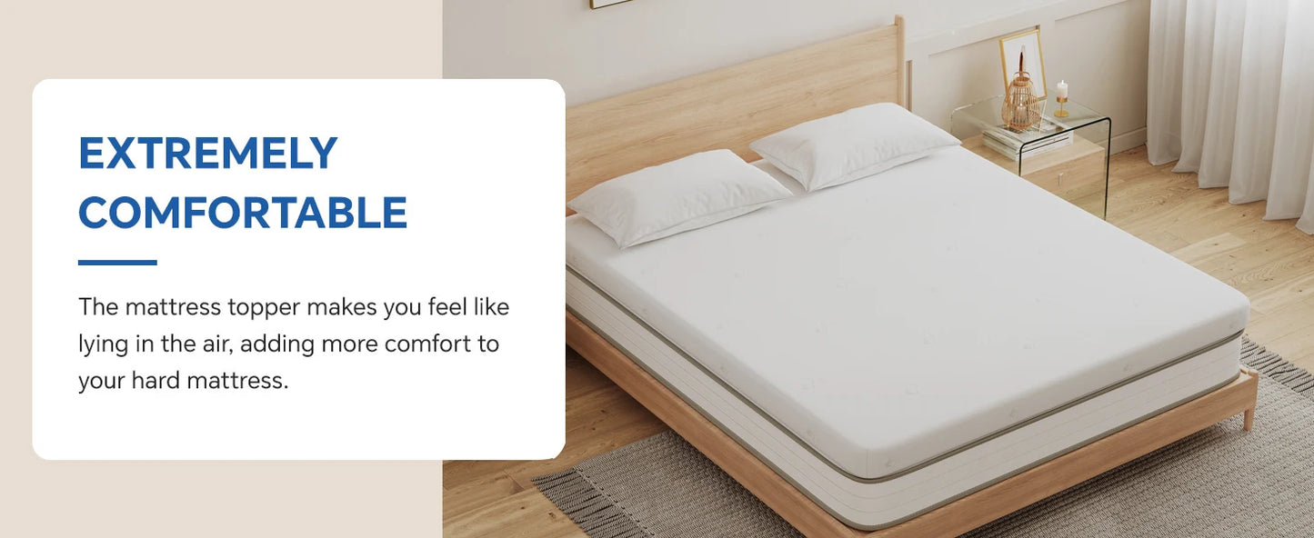 4FT6 Double Memory Foam Mattress Topper, 4.33 Inch Mattress Topper Double Bed With High-Density Foam, Washable & Removable Zippe