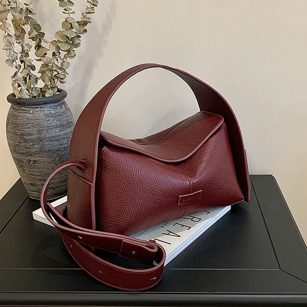 Shoulder Bags for Women PU Leather Horizontal Niche Crossbody Bag Solid Color Fashion Trend Shoulder Bags Commuting Handbag