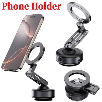 Foldable Magnetic Electric Vacuum Car Phone Holder 360° Rotating Vacuum Suction Mobile Phone Holder for Smartphones 4.7Inch+