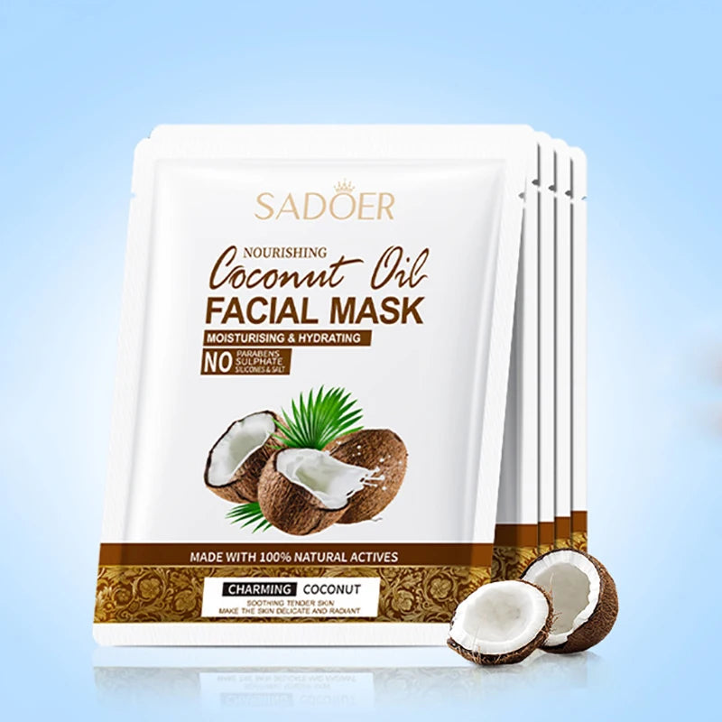 5pcs SADOER Coconut Face Mask Facial skincare Moisturizing Firming Hydrating Nourishing Facial Masks Face Skin Care Products