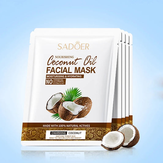 5pcs SADOER Coconut Face Mask Facial skincare Moisturizing Firming Hydrating Nourishing Facial Masks Face Skin Care Products