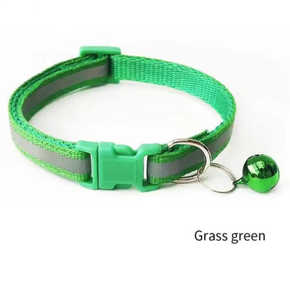 1PC Colors Reflective Breakaway Cat Collar Neck Ring Necklace Bell Pet Products Safety Elastic Adjustable Pet Reflective Collar