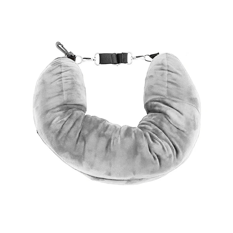 Portable Fillable Neck Pillow Space-saving Fillable Clothes Neck Pillow Adjustable Comfortable Flannel For Car Train Airplane