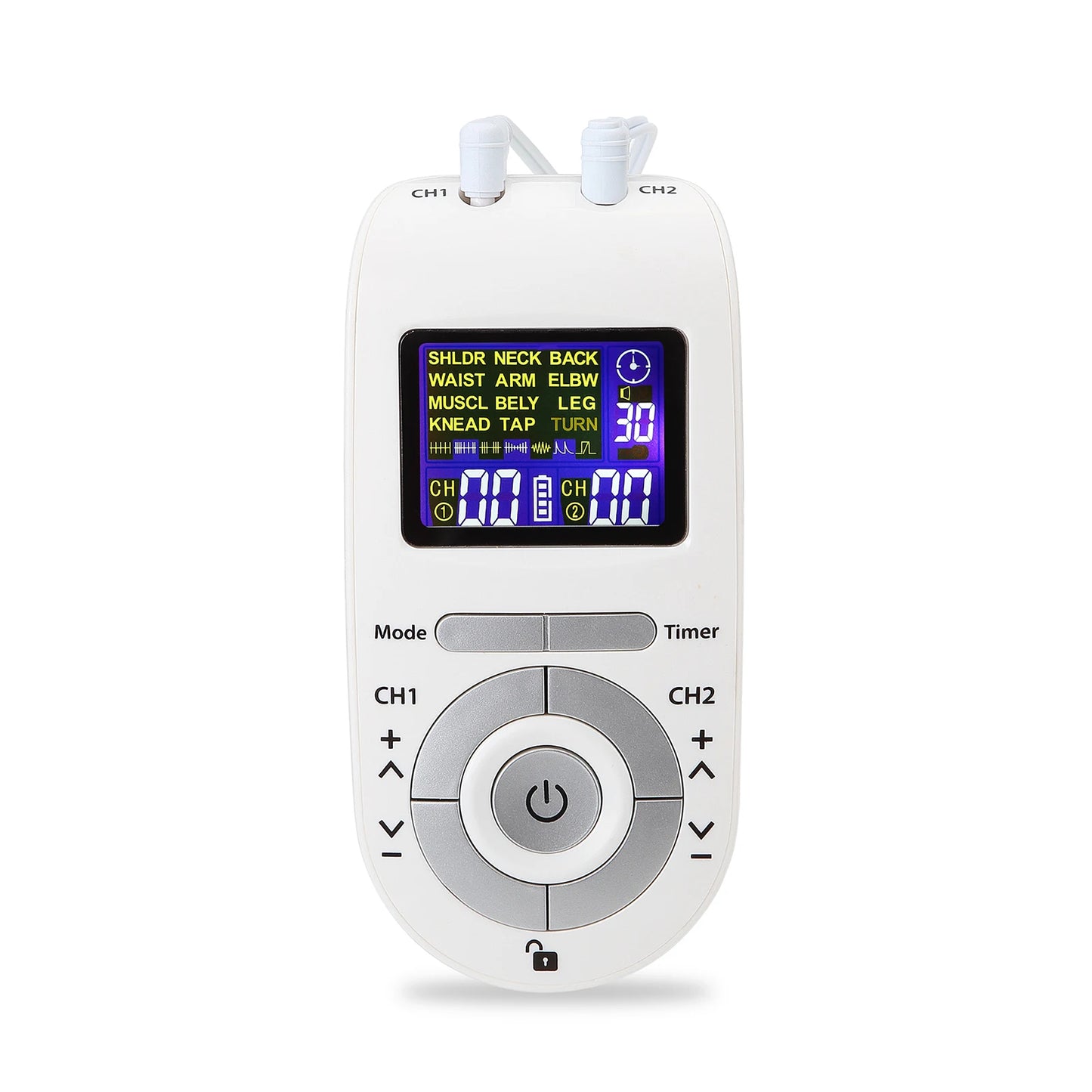 Portable Dual-Channel TENS&EMS Device Pulse Massager Muscle Stimulator Unit 12 Massage Modes 40 Strength Levels Adjustable Timer