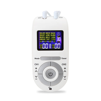 Portable Dual-Channel TENS&EMS Device Pulse Massager Muscle Stimulator Unit 12 Massage Modes 40 Strength Levels Adjustable Timer