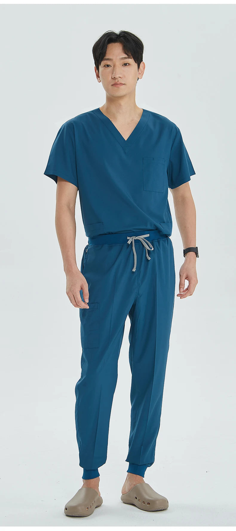 Unisex Medical Uniforms V-neck Top Jogger Pants Scrub Set Stretch Surgical Workwear Dentist Vet Nursing Suit Doctor Outfit S21