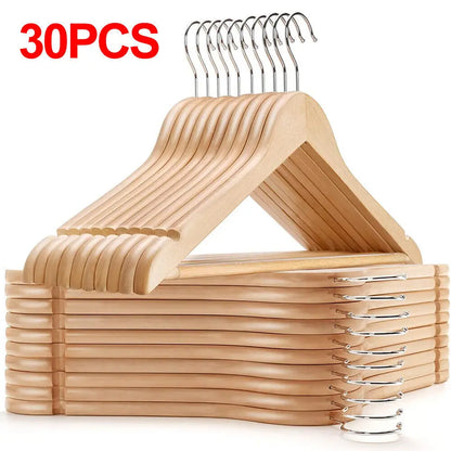 20/30Pcs Wood Coat Hangers Non-Slip Design Clothing Hanging Rack Trousers Skirt Drying Hangers Coats Jackets Clothes Display