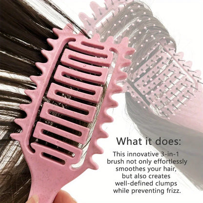 3 in 1 Curl Define Styling Brush Hollow Out Detangling Hair Brush Tangled Hair Comb Shaping Defining Curls Barber Styling Tools