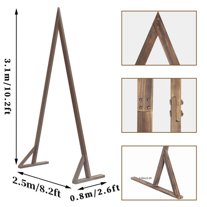 10.2FT Tall Rustic Triangle Wedding Arch Thicken Wooden Backdrop Stand Frame for Garden Wedding Ceremony Decorations