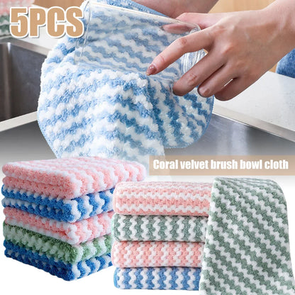 5pcs Microfiber Cleaning Cloth,Dish Cloths,10x10 Inches Dish Towels,Super Soft and Absorbent Kitchen Dishcloths,Fast Drying