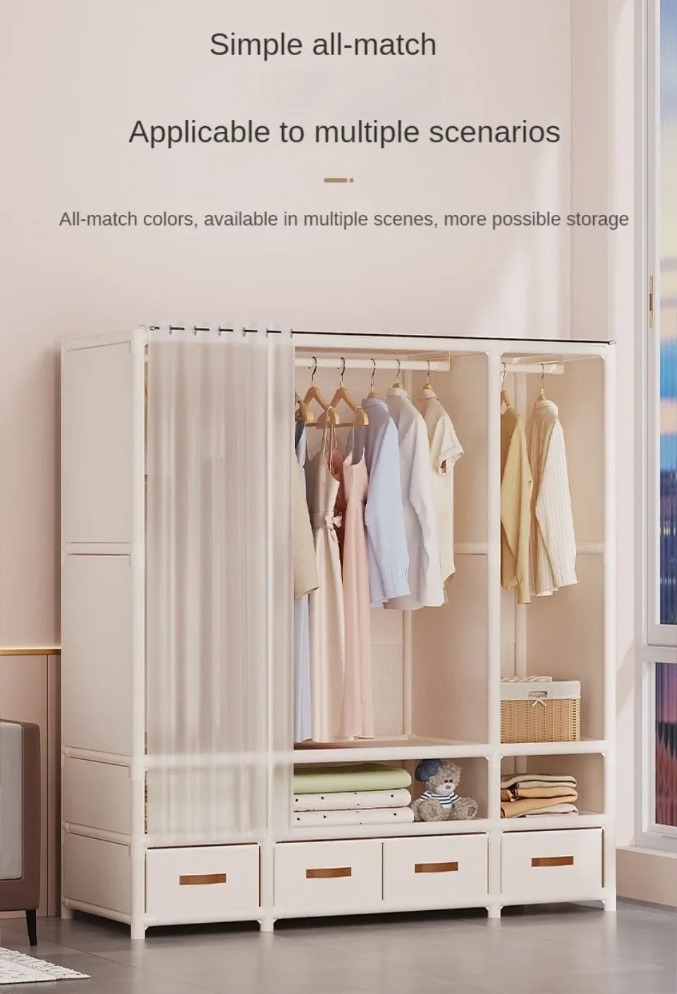 Simple Floor-Standing Wardrobes Home Large Capacity Durable Clothes Cabinet Dustproof And Economical Wardrobe Bedroom Furniture