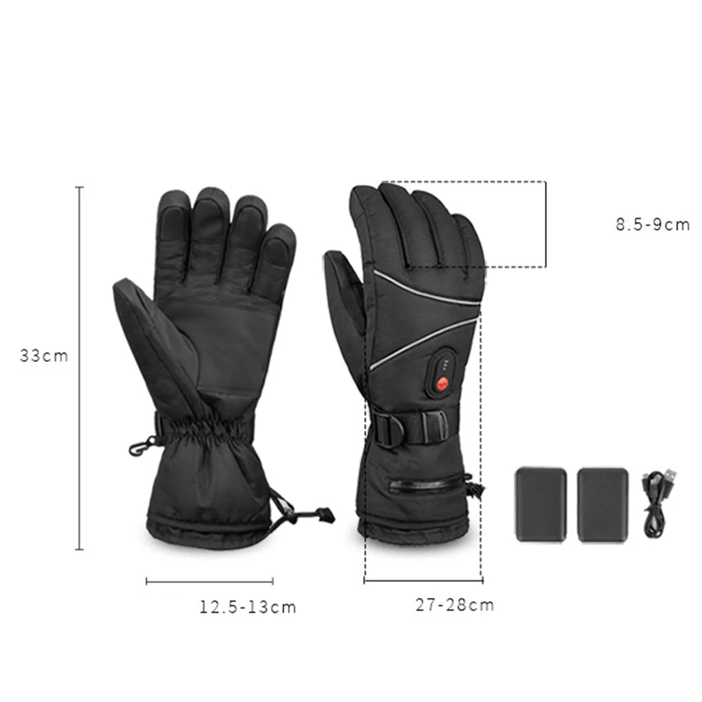 Electric Heated Gloves No Battery USB Hand Warmer Heating Gloves Winter Motorcycle Thermal Touch Screen Waterproof Bike Gloves