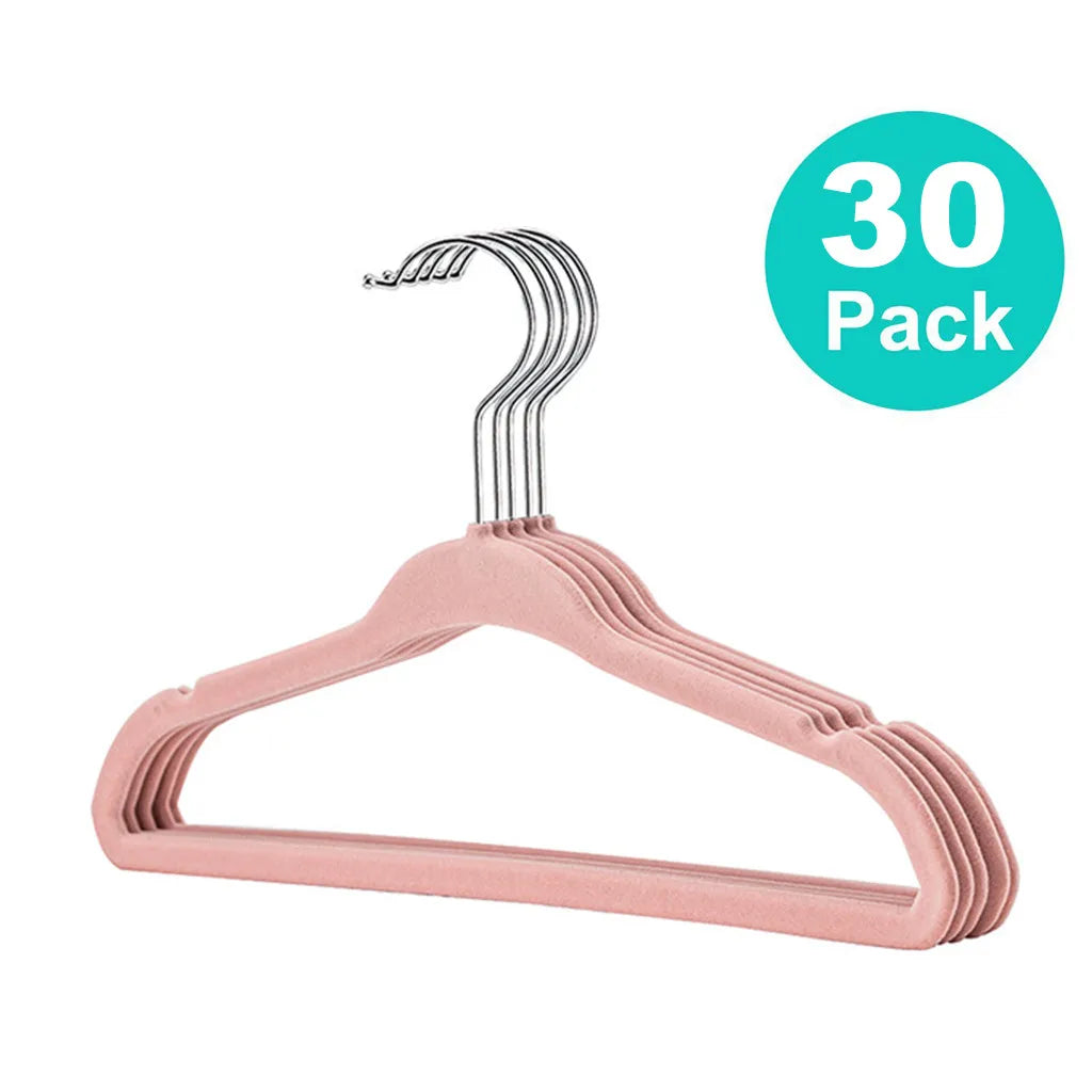 10/20/30Pcs Baby Non-Slip Velvet Hangers Space Saving 360 Degree Swivel Hook Flocked Felt Kids Clothes Drying Rack Organizer