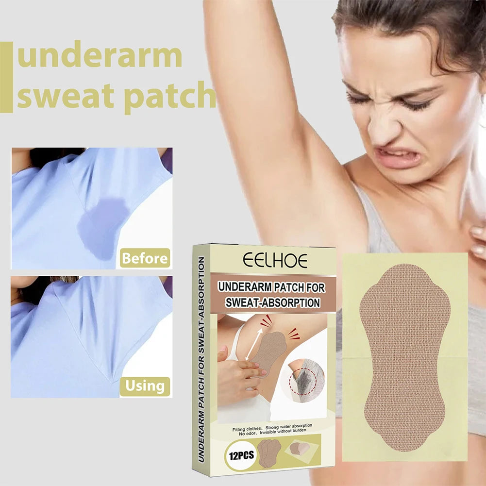 Underarm Absorb Patch Armpits Sweat Sticker Absorbing Sweat for Women Men 12pcs Strong Anti Perspiration Foot Sticker Patch