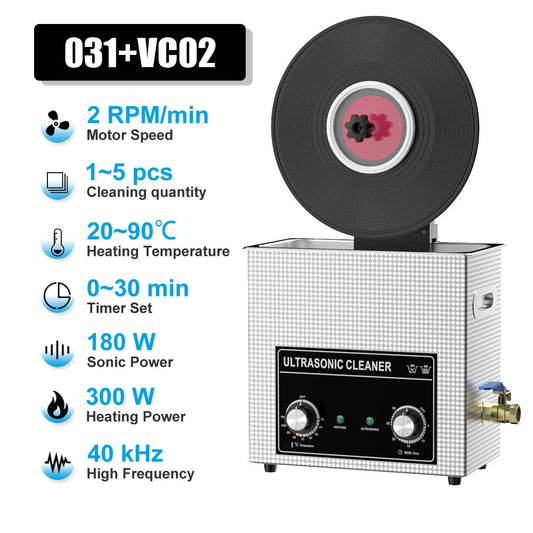 6.5L Vinyl Record Ultrasonic Cleaner with Bracket(Set) for Wash LP 12 Inch Records Label Saver Aluminum CNC Made 220V EU Plug