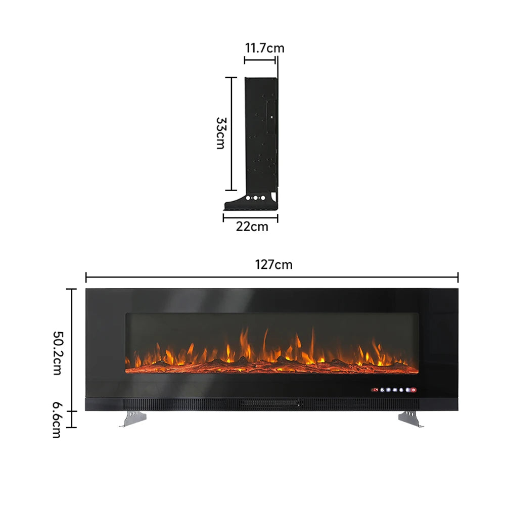 KOMORE Recessed/Wall Mounted Electric Fireplace 12 Flame Colors, Overheating Protection,1800W, 50&60&72 Inch