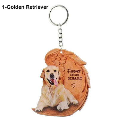 1 Piece 23 Style Dog Forever In My Heart  Angel Pendant Bag Key Chains Car Keychain Keyring  Pet Jewelry Gift For Women Girls