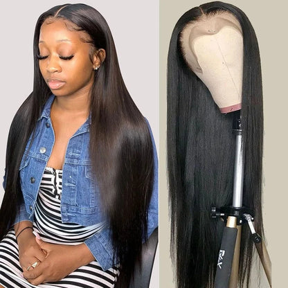 180 Density Glueless Wig Ready To Wear 13X6 Straight Frontal Wig Pre Plucked 5X5 Closure Wig 360 Lace Front Human Hair Wig