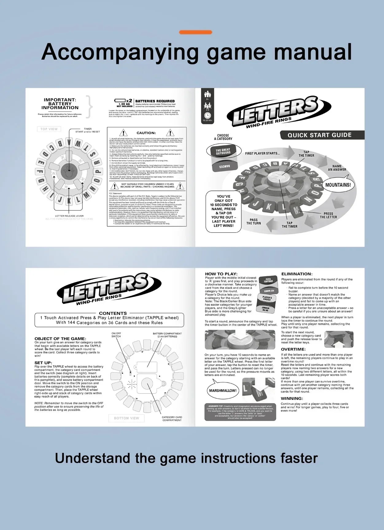 Word Game Fast-Paced Family Board Game Choose a Category & Race Against The Timer to be Last Player Learning Game for All Ages