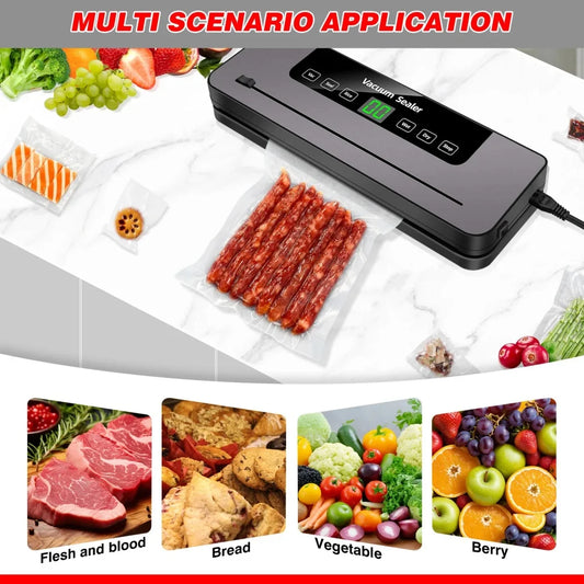 BRIEFNESS 5-in-1 Electric Sealing Machine Automatic Vacuum Sealer 60kpa Vacuum Food Sealer Dry Wet Pack With 10Free Sealing Bags