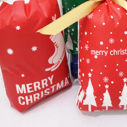 50pcs Christmas Candy Gift Bags Xmas Decorations Santa Gift Bag Navidad Xmas Gift Bags Cristmas Cookies Packing Bag 15x23.5cm