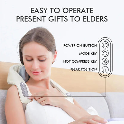 Electric Shoulder Kneading Massage Shawl Neck Back Acupressure Massager Automatic Wireles Muscle Trapezius Relax Cervical Pillow