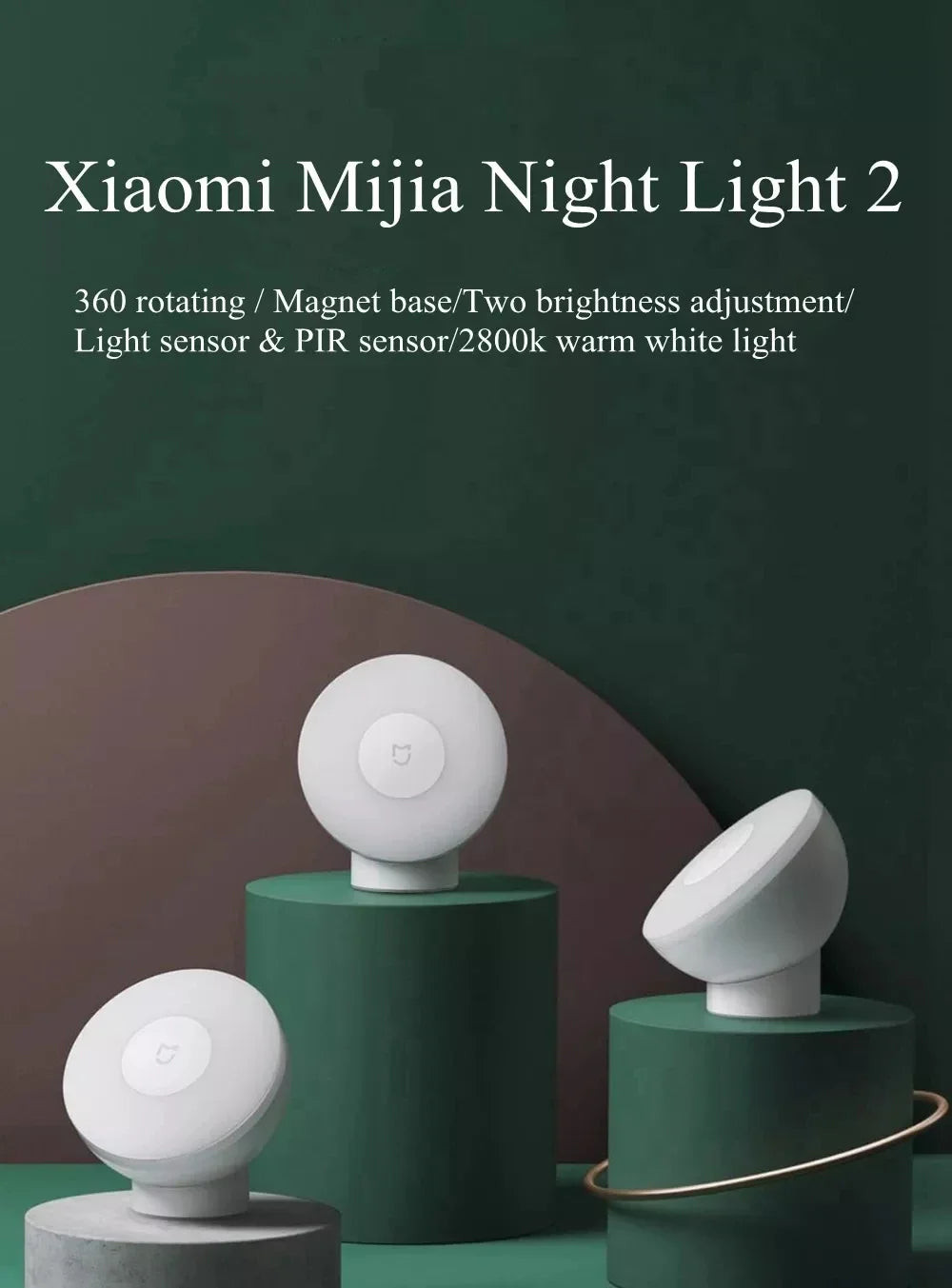 Original XIAOMI Mijia Night Light 2 Version Motion Sensor Adjustable Brightness Smart Human Light Sensor Night Lamp Bedroom