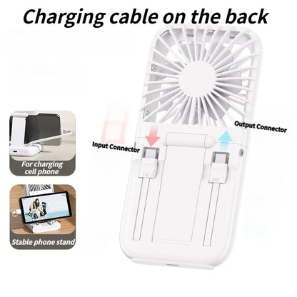 New usb charging small fan folding neck portable small electric fan desktop fan outdoor charging treasure handheld fan