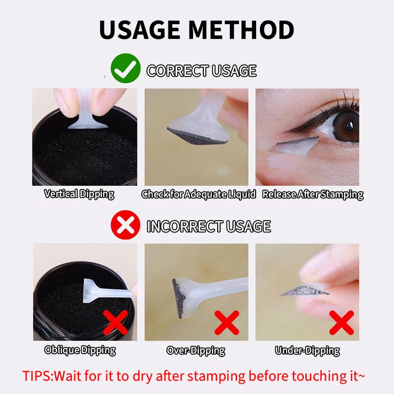 Waterproof Lower Eyelash Stamp Set New Easy To Use Quick Dry Eye Liner Portable 0.01mm Tip Lower Lash Stamp With Ink 2 In 1