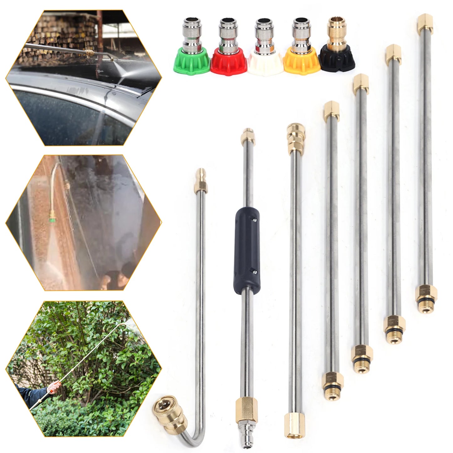 Extension rod high pressure water gun car washing machine accessories Extension rod quick joint five-color nozzle kit