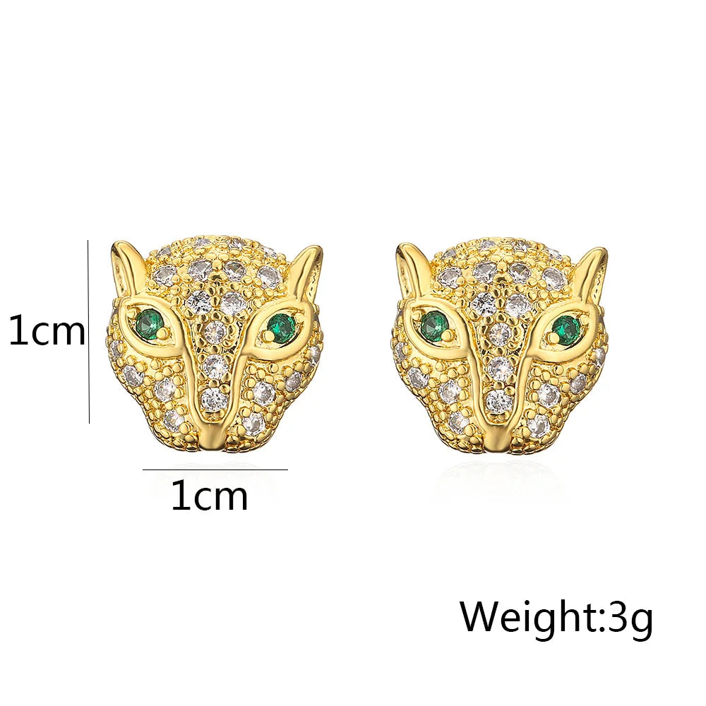 NEWBUY 2024 New Fashion Gold Color Stainless Steel Wedding Jewelry Luxury AAA CZ Zircon Leopard Earrings For Elegant Women Gift