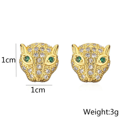 NEWBUY 2024 New Fashion Gold Color Stainless Steel Wedding Jewelry Luxury AAA CZ Zircon Leopard Earrings For Elegant Women Gift