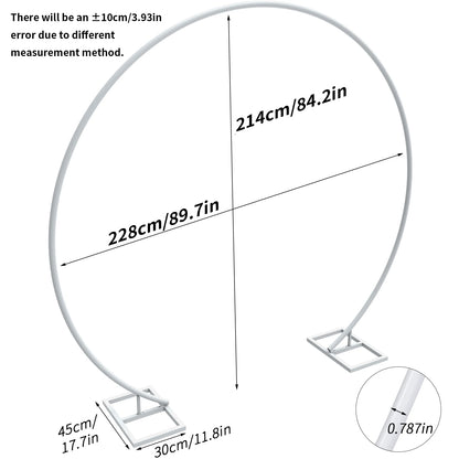 2.1M/2.2M/2.4M Removable Round Wedding Arch Metal Backdrop Flower Garland Party Frame Garden Arbor