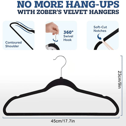 10/20/30pcs Velvet Hanger, Heavy Duty Non-Slip Hanger for Coat Pants and Formal Wear, Space Saving Garment Felt Hanger