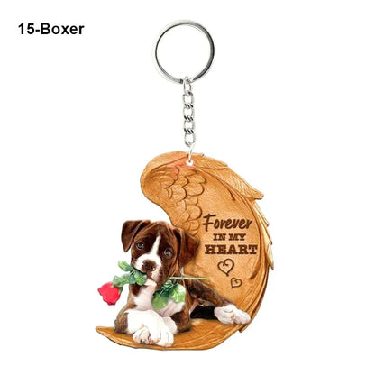 1 Piece 23 Style Dog Forever In My Heart  Angel Pendant Bag Key Chains Car Keychain Keyring  Pet Jewelry Gift For Women Girls