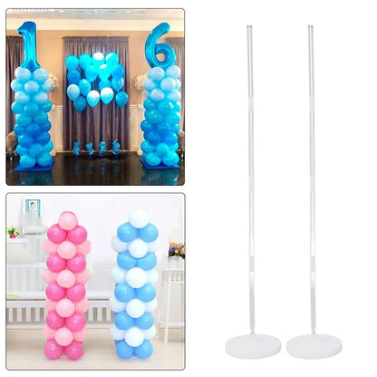 2Sets Birthday Balloon Column Kit Clear Balloons Arch Stand With Base And Pole For Wedding Decoration Birthday Baby Shower Party