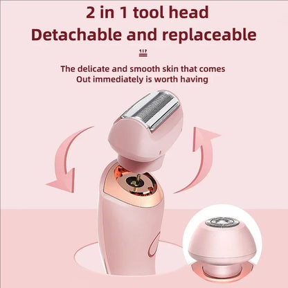 2-in-1 painless home hair removal device for women, hair trimming and shaving electric depilator for pubic hair, armpit hair,