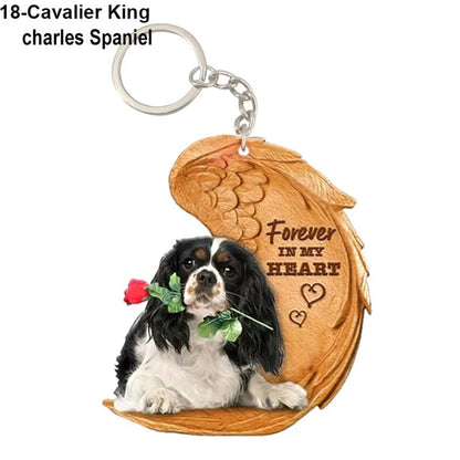 39 Style Cut Dog Forever In My Heart Angel Pendant Bag Keychain Car Key Chain Keyring Pet Jewelry Best Friends Gifts Accessories