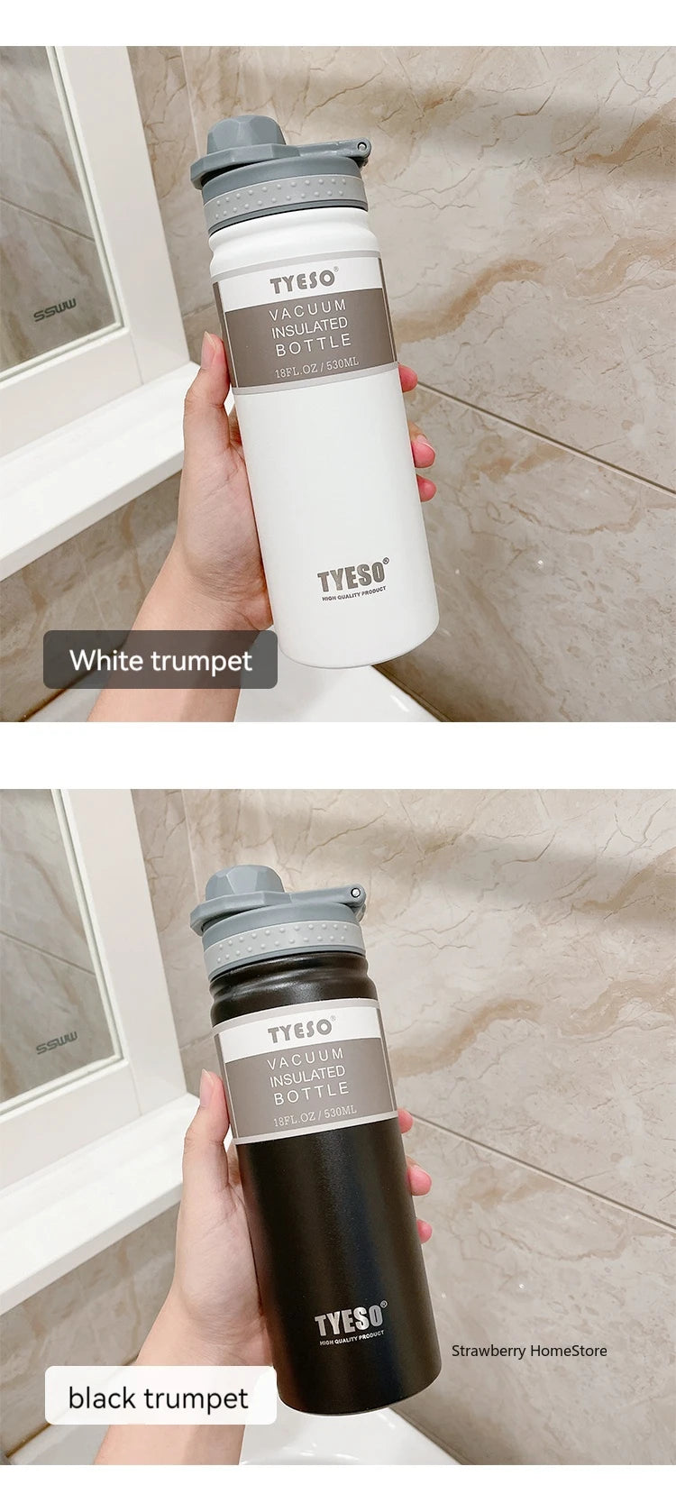 Tyeso 530/750ML Stainless Steel Thermos Bottle Portable Outdoor Sport Water Cup Keeps Cold and Heat High Capacity Thermos Bottle