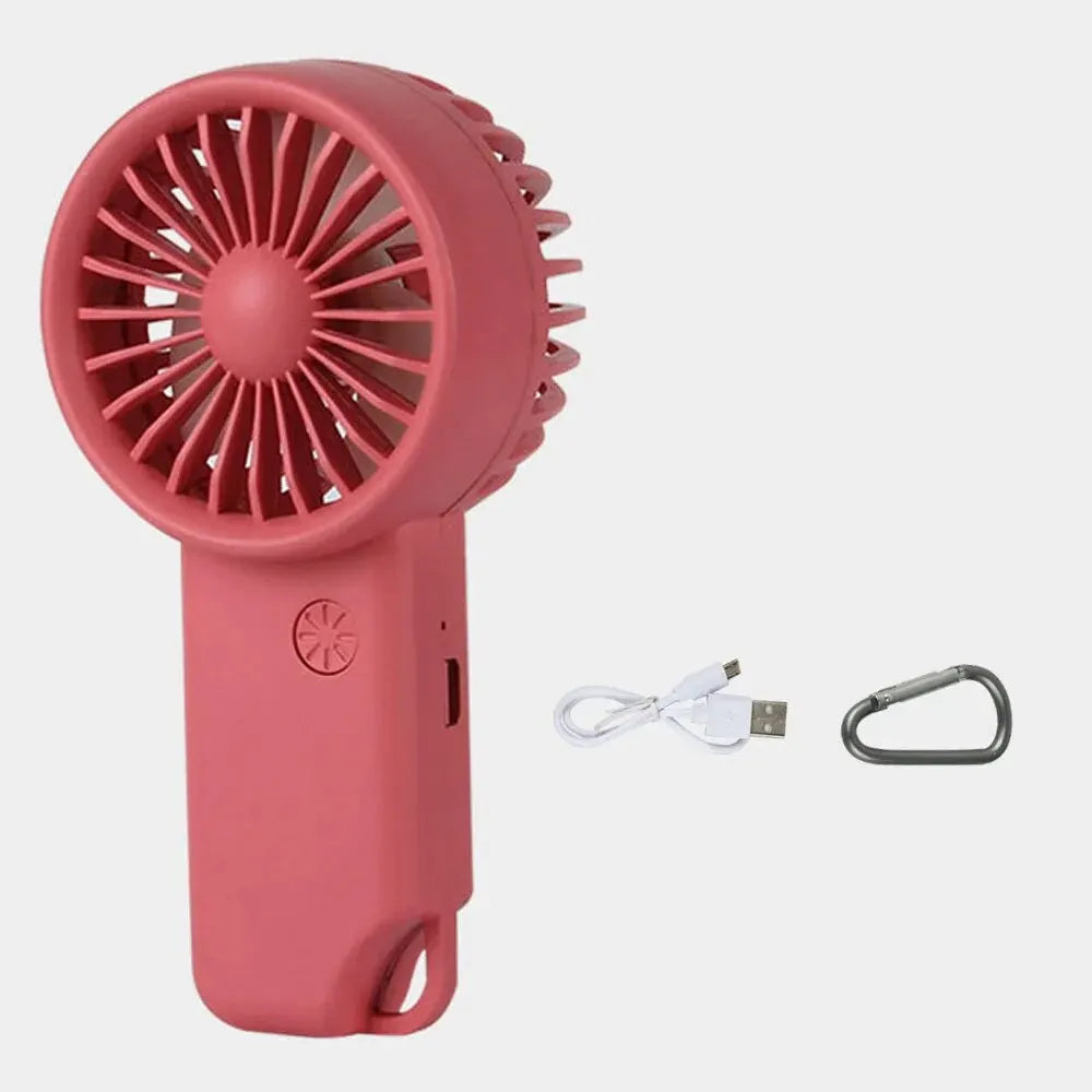 Portable Mini Fan Rechargeable USB Charging Handheld Fan Built-in 500mAh Battery 3 Speed Power for Outdoor Office Sports Travel