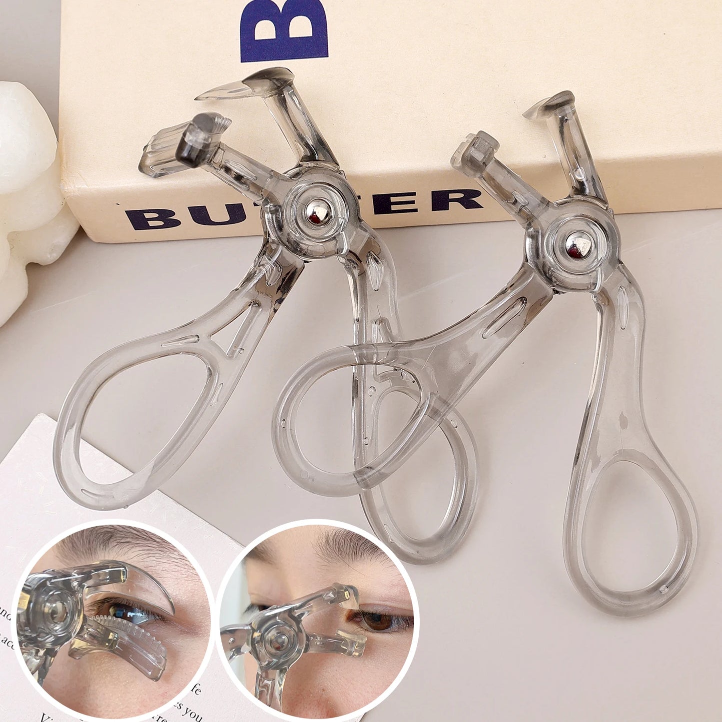 Professional Eyelash Curler Frameless One-clip Curling Comb Tooth Eyelash Curler with Refill Pad Long-lasting Shaping Lash Tools