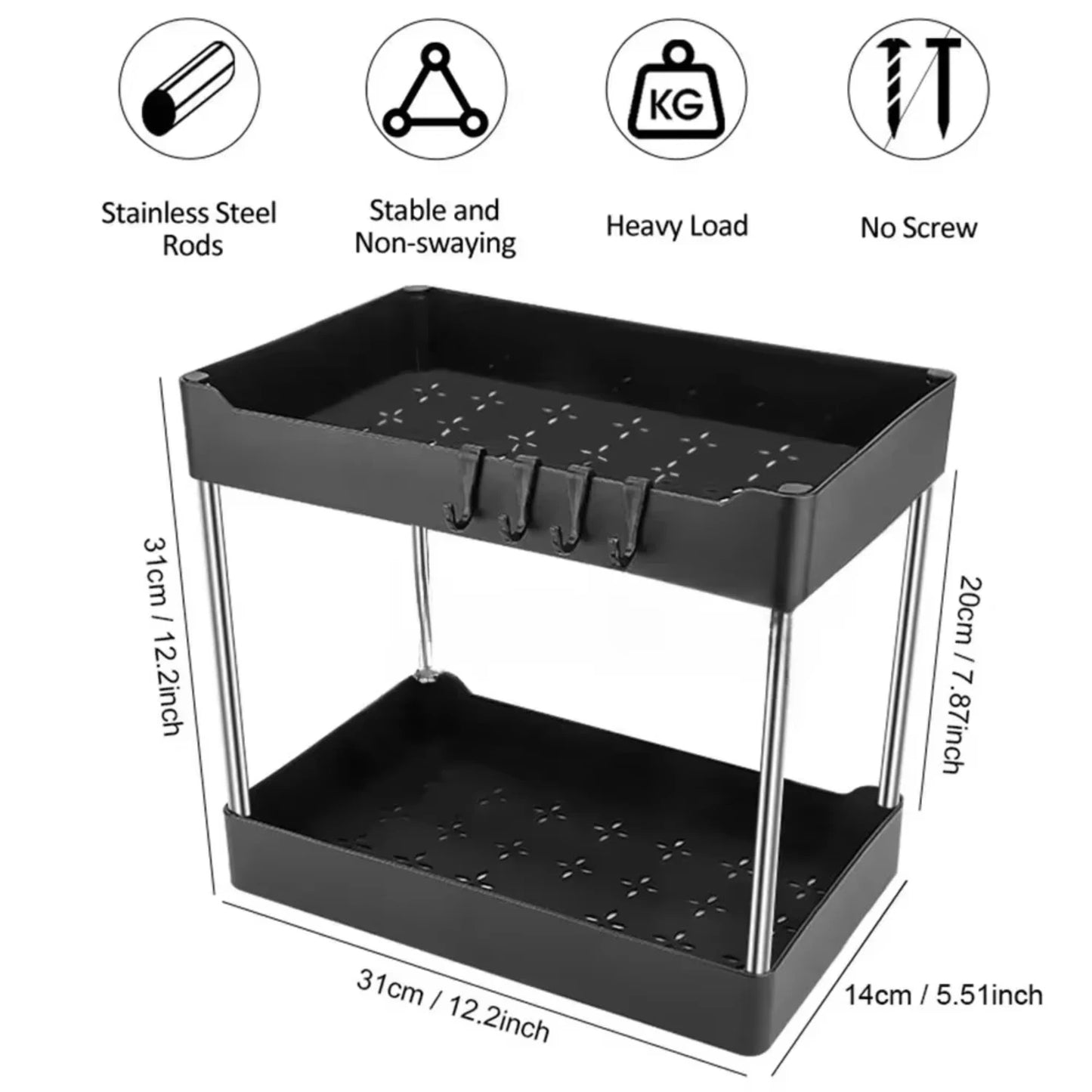 1/2 Pcs Under Sink  Organizer 2 Tier Drawer Multipurpose Rack Cabinet Under Sink  Rack Bathroom Kitchen Organizer Egg dispenser