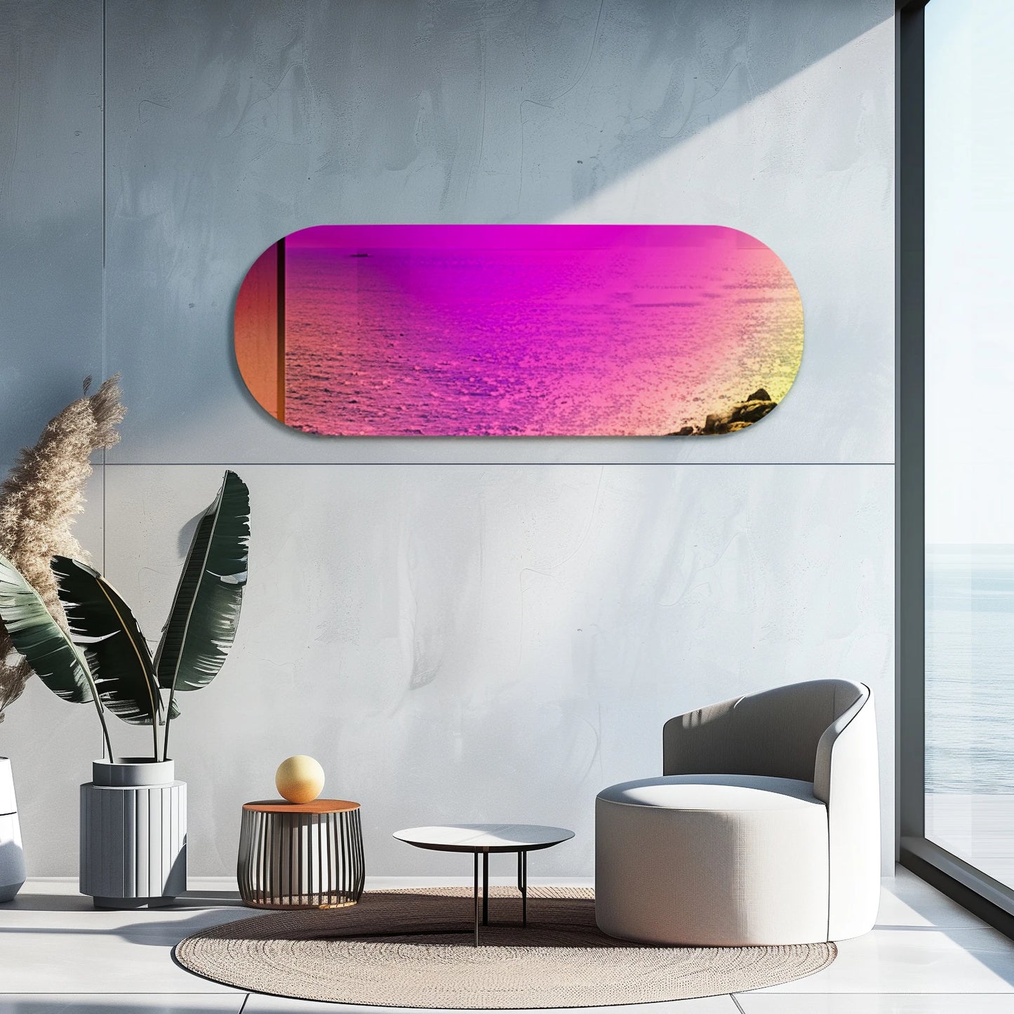 Round or Oval Iridescent Wall Mirror, Dazzling Rainbow, Accent Glass Mirror, Living Room and Bedroom Decor