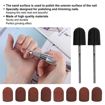 Professional Nail Polish Tool Kit 50pcs 180# Grit Nail Sanding Cap 2pcs Sanding Shaft