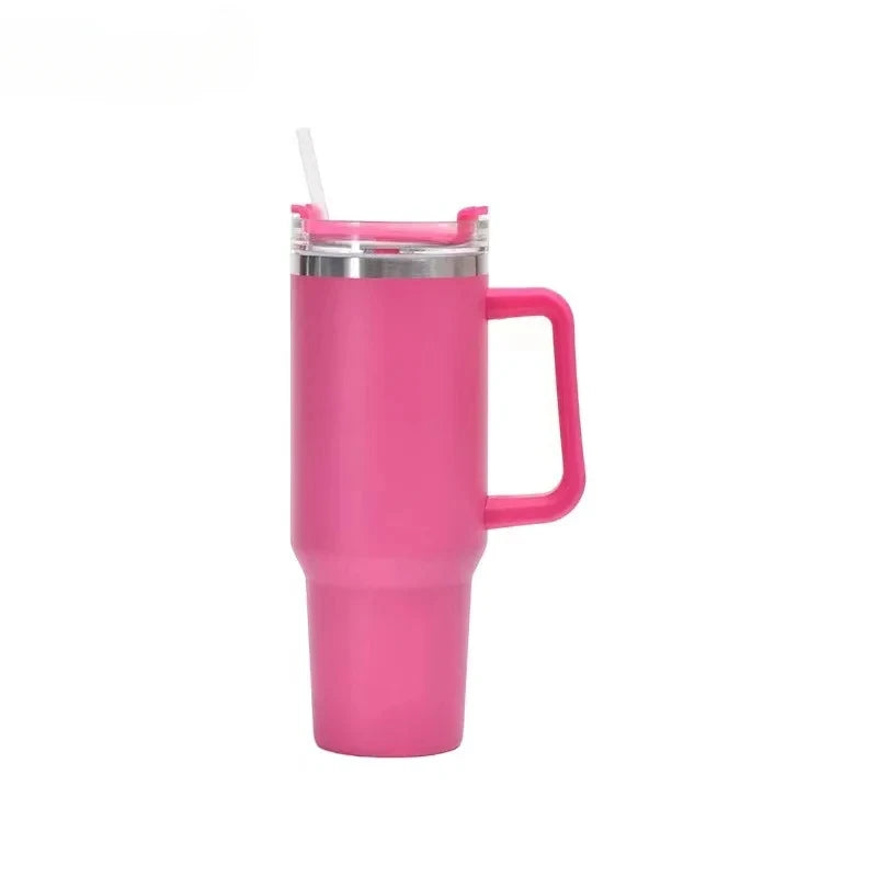 1200ML 304 Stainless Steel Insulated Water Bottle Hot Coffee Car Cup Hot And Cold Mug Thermos Bottle With Handle Straw Sports Av